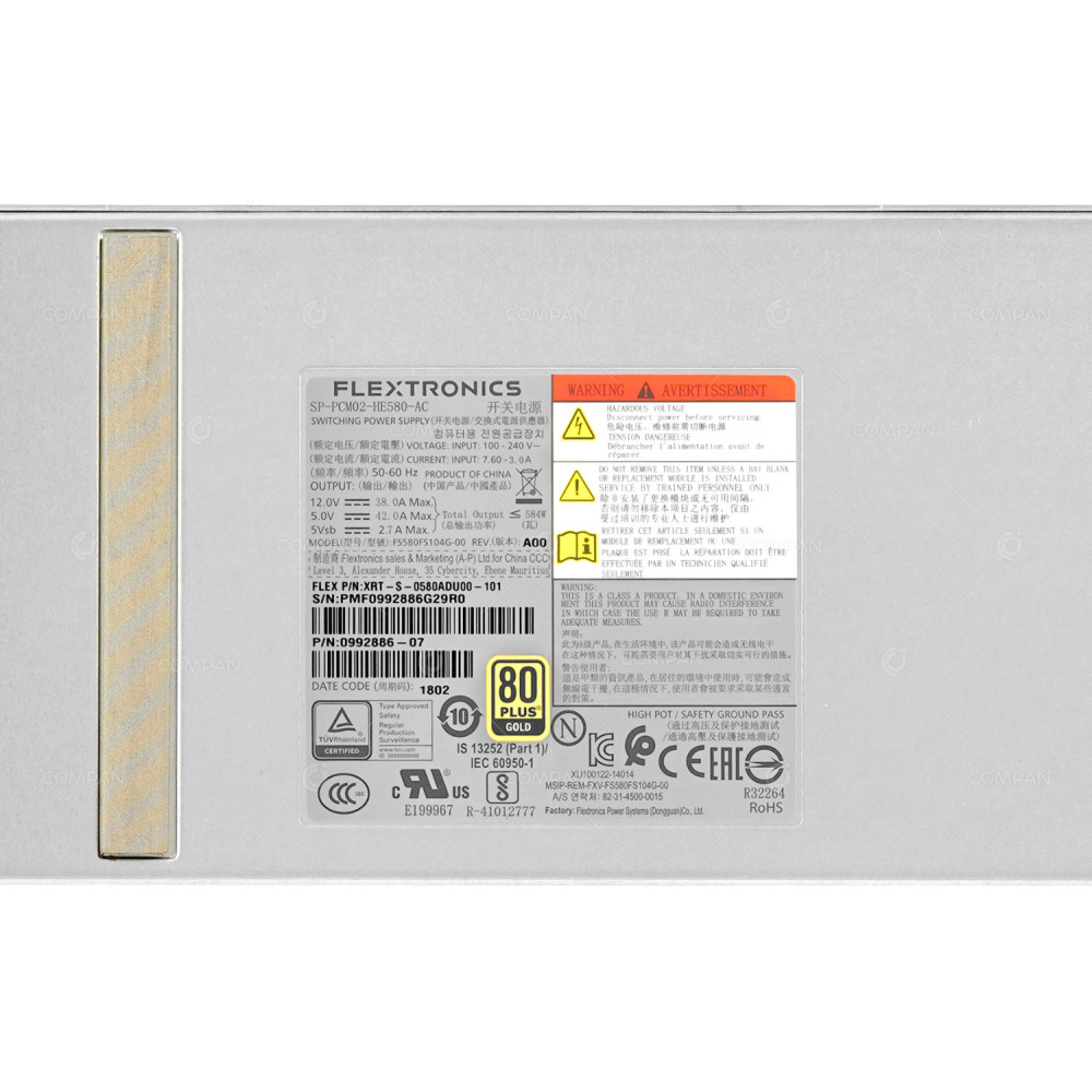0992886-07 PURE STORAGE 80+ GOLD 584W POWER SUPPLY
